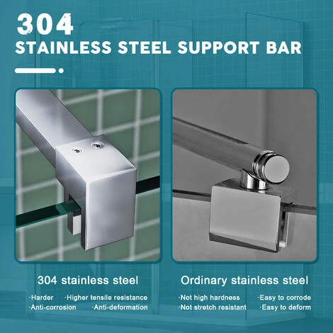 ELEGANT Frameless Wet Room Shower Screen Panel 8mm Easy Clean Glass Walk In Shower Enclosure 700mm Clear Glass - Image 5