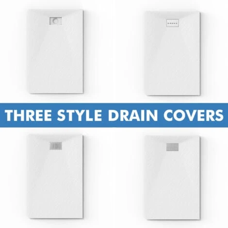 ELEGANT 1700x800mm White Slate Effect Lightweight Slate Shower Base Rectangular Grain Shower Enclosure Tray With Waste Trap - Image 4