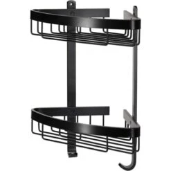Croydex Matte Black Large Two Tier Corner Basket