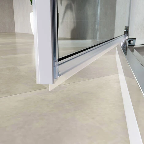 ELEGANT 900x900mm Pivot Pentagonal Shower Enclosure Semi-Frameless 8mm Tempered Glass Corner Shower Door - Image 5