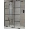 Milano Barq - 700mm Black Recessed Walk In Wet Room Shower Enclosure With Grid Pattern Screen And Support Arm - No Shower Drain