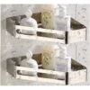 Corner Bathroom Shower Shelf 304 Stainless Steel Polishing Treatment Triangular Bathroom Shelf Silver 2 Piece Shelves