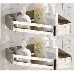 Corner Bathroom Shower Shelf 304 Stainless Steel Polishing Treatment Triangular Bathroom Shelf Silver 2 Piece Shelves