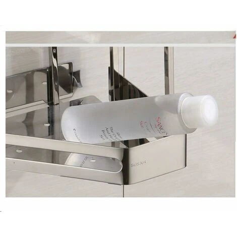 Corner Bathroom Shower Shelf 304 Stainless Steel Polishing Treatment Triangular Bathroom Shelf Silver 2 Piece Shelves - Image 4