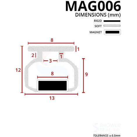 Magnetic Shower Seal For Screens Or Doors | Fits Into A Channel | Sold As Pairs | MAG006 (200cm) - Image 2