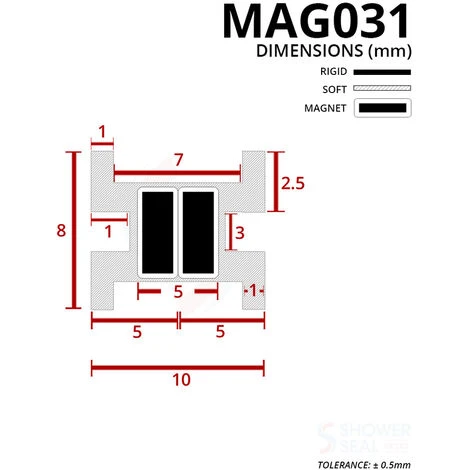 Magnetic Shower Seal For Screens Or Doors | Fits Into A Channel | Sold As Pairs | MAG031 (200cm) - Image 2