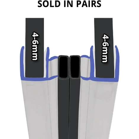 Magnetic Shower Seal For Screens Or Doors | Fits 4, 5 Or 6mm Glass | Sold As Pairs | MAG013 (200cm)