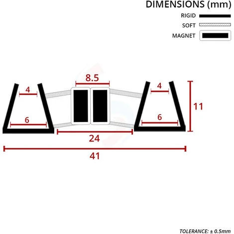 Magnetic Shower Seal For Screens Or Doors | Fits 4, 5 Or 6mm Glass | Sold As Pairs | MAG013 (200cm) - Image 2