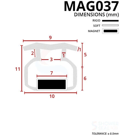 Magnetic Shower Seal For Screens Or Doors | Fits Into A Channel | Sold As Pairs | MAG037 (200cm) - Image 2