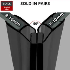 Black Magnetic Shower Seal For Screens Or Doors | Fits 8, 9 Or 10mm Glass | Sold As Pairs | MAG012B (200cm)
