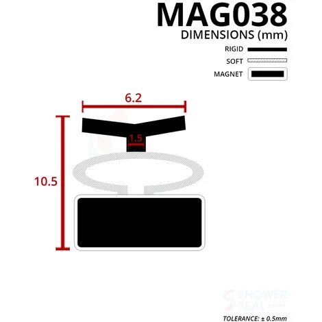 Magnetic Shower Seal For Screens Or Doors | Fits Into A Channel | Sold As Pairs | MAG038 (200cm) - Image 2