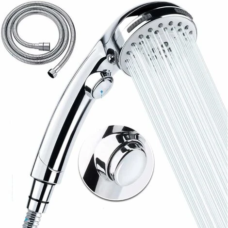 Handheld Shower Head With Hose -5 Spray Settings Removable High Pressure Shower Head With On / Off Switch -Chrome (A) SOEKAVIA