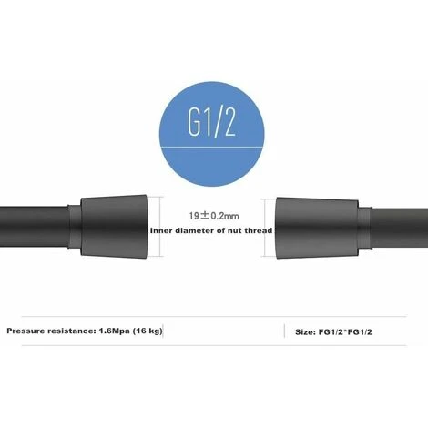 1.5M / 2M PVC Smooth Shower Hose,Black,high Pressure Explosion-Proof Hose,Anti-Kink And Leak Suitable,for All Shower Heads. (1.5M) - Image 5