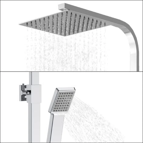 Acezanble Bathroom Thermostatic Mixer Shower Set All Square Chrome Twin Head Exposed Valve - Image 3