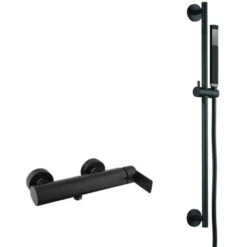 Swiss Aqua Technologies Paffoni B-Way Set Mechanical Shower Mixer + Shower Bar + Hand Shower 1 Jet + Hose, Black Matt (SATBSBW268-SET)