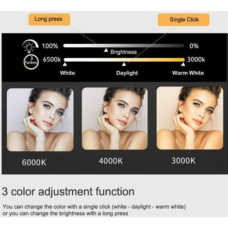 Lisa 500x700mm Illuminated LED Bathroom Mirror With Demister Pad Touch Sensor 3 Color Dimmable Wall Mounted Vertical Horizontal - Image 3