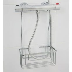 Croydex Rust Free Shower Mixer Basket Caddy Hook Over Bathroom Chrome Plated