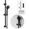 Matt Black Shower Riser Rail Kit Round Adjustable + 3 Mode Shower Head + Hose