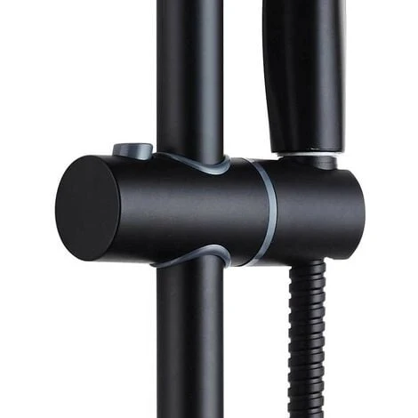 Matt Black Shower Riser Rail Kit Round Adjustable + 3 Mode Shower Head + Hose - Image 2