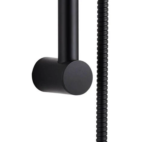 Matt Black Shower Riser Rail Kit Round Adjustable + 3 Mode Shower Head + Hose - Image 3