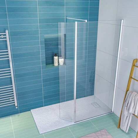 ELEGANT 900mm Walk In Shower Enclosure 8mm Tempered Glass Shower Screen 300mm Flipper Screen With 1400x900mm Tray And Waste Trap - Image 2