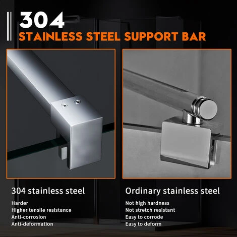 ELEGANT 900mm Walk In Shower Enclosure 8mm Tempered Glass Shower Screen 300mm Flipper Screen With 1400x900mm Tray And Waste Trap - Image 4