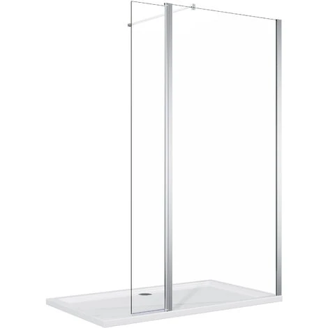 ELEGANT 700mm Walk In Shower Enclosure 8mm Tempered Glass Shower Screen 300mm Flipper Screen With 1400x800mm Tray And Waste Trap