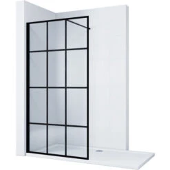 ELEGANT 1000mm Black Aluminium Framed Walk In Shower Enclosure Wet Room 8mm Safety Tempered Glass Bathroom Screen
