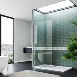 ELEGANT Frameless Shower Cabin 1200mm Walk In Shower Door Screen Wet Room With 1200x700mm Tray And Waste Trap Cover