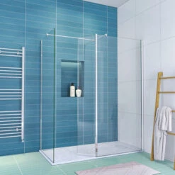 ELEGANT Walk In Shower Door 700mm Main Shower Screen With 300mm Flipper Shower Screen +700mm Side Panel