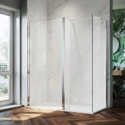 ELEGANT Tempered Glass Shower Door 760mm Walk In Shower Screen Cabin 300mm Flipper Side Panel With 700mm Side Screen