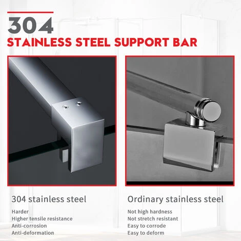 ELEGANT Tempered Glass Shower Door 760mm Walk In Shower Screen Cabin 300mm Flipper Side Panel With 700mm Side Screen - Image 4