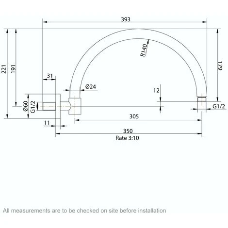 The Bath Co. Traditional Wall Shower Arm - Image 3