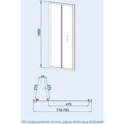 Bi-Fold Folding 760 Mm Glass Door With Frameless 760 Mm Side Panel
