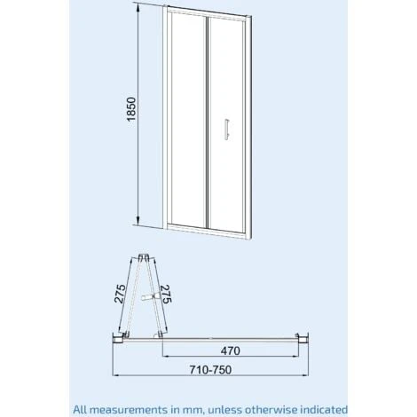 Bi-Fold Folding 760 Mm Glass Door With Frameless 760 Mm Side Panel