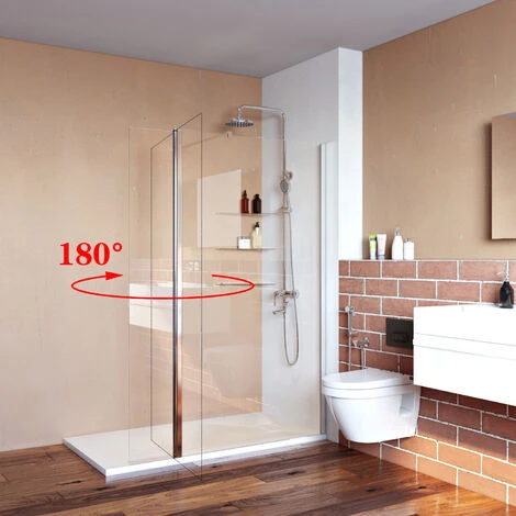 ELEGANT Frameless 760mm Walk In Shower Enclosure 6mm Tempered Glass Shower Door Screen Wet Room - Image 2