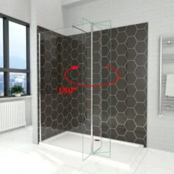 ELEGANT Frameless 300mm Flipper Panel Walk In Shower Screen Water Proof Bathroom Enclosure Wet Room