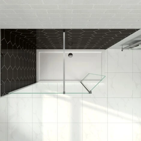 ELEGANT Frameless 300mm Flipper Panel Walk In Shower Screen Water Proof Bathroom Enclosure Wet Room - Image 2