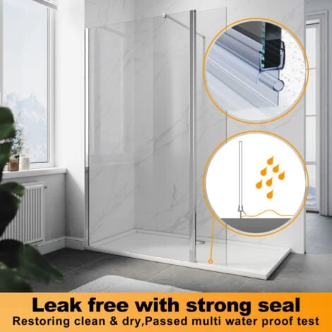 ELEGANT Frameless 300mm Flipper Panel Walk In Shower Screen Water Proof Bathroom Enclosure Wet Room - Image 3