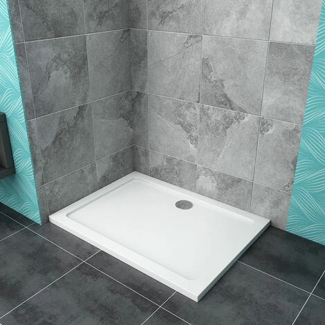 Acezanble New 1200x900x30mm Slimline Rectangle Shower Enclosure Stone Tray Free Waste