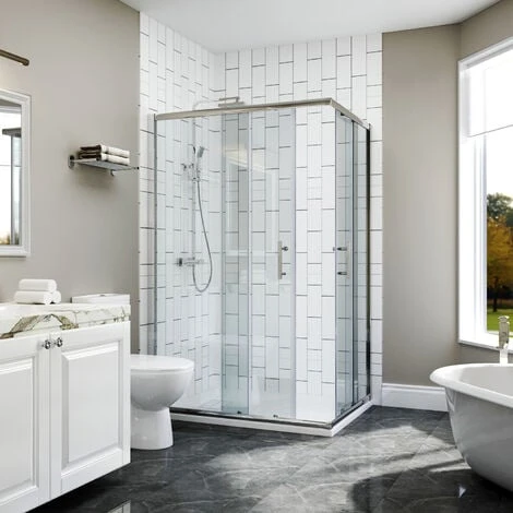 ELEGANT 900 X 760 Mm Corner Entry Shower Enclosure Sliding Door Cubicle - Image 2