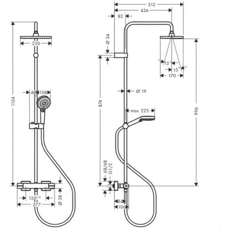 Hansgrohe Vernis Shape Showerpipe 230 1jet EcoSmart With Thermostat, Chrome (26097000hansgrohe) - Image 5
