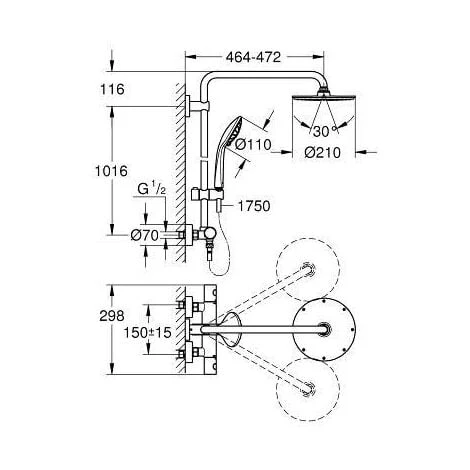Grohe EUPHORIA XXL 210 - Shower System With Thermostat For Wall Mounting (27964000) - Image 2