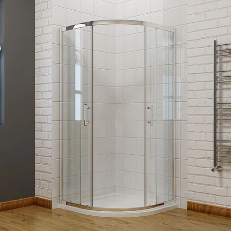 ELEGANT 800x800mm Quadrant Wet Room Shower Door With 800x800mm Shower Tray And Waste Trap 6mm Nano Easy Clean Glass Shower Enclosure