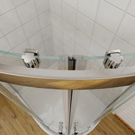 ELEGANT 800x800mm Quadrant Wet Room Shower Door With 800x800mm Shower Tray And Waste Trap 6mm Nano Easy Clean Glass Shower Enclosure - Image 4