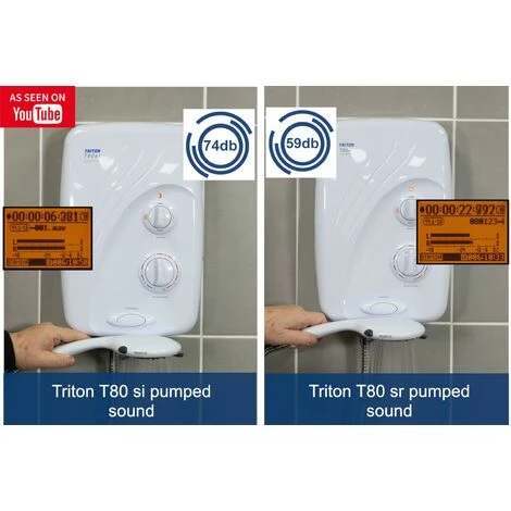 Triton T80si Pumped Tank Fed White Electric Shower Replacement 8.5kW +Riser Rail - Image 2