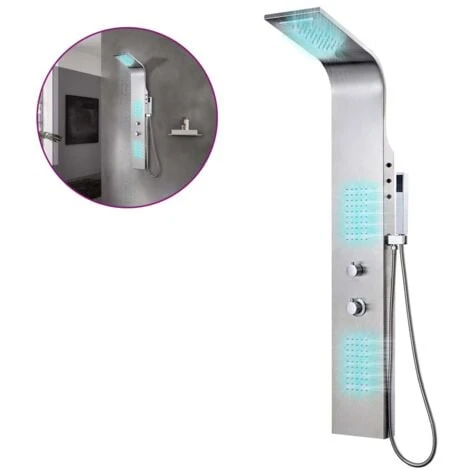 Shower Panel System Stainless Steel Curved VidaXL