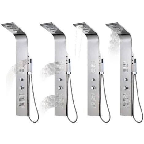 Shower Panel System Stainless Steel Curved VidaXL - Image 4