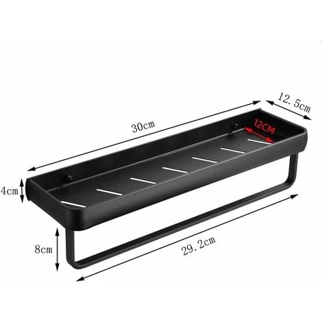 Shower Shelf Without Drilling Bathroom Shelf With Towel Rail And Aluminum Hook Storage Shelf For Shower And Kitchen Set Of 2 Black - Image 5