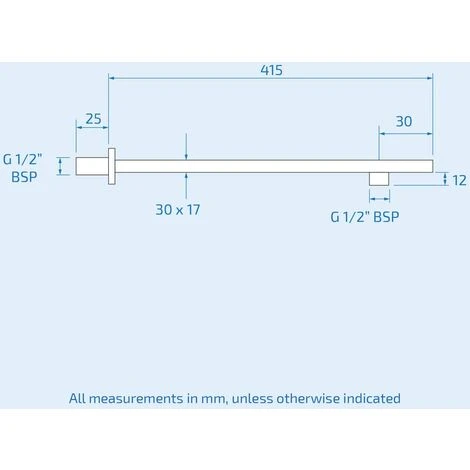 410mm Rectangular Wall Shower Arm Chrome - Image 2
